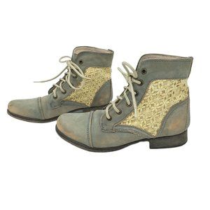 Steve Madden Blue-Gray and Cream Ankle Boots